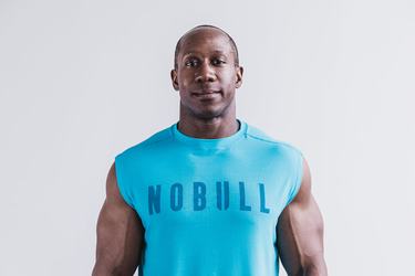 Nobull Sleeveless Men's T Shirts Blue | Australia (IV6948)